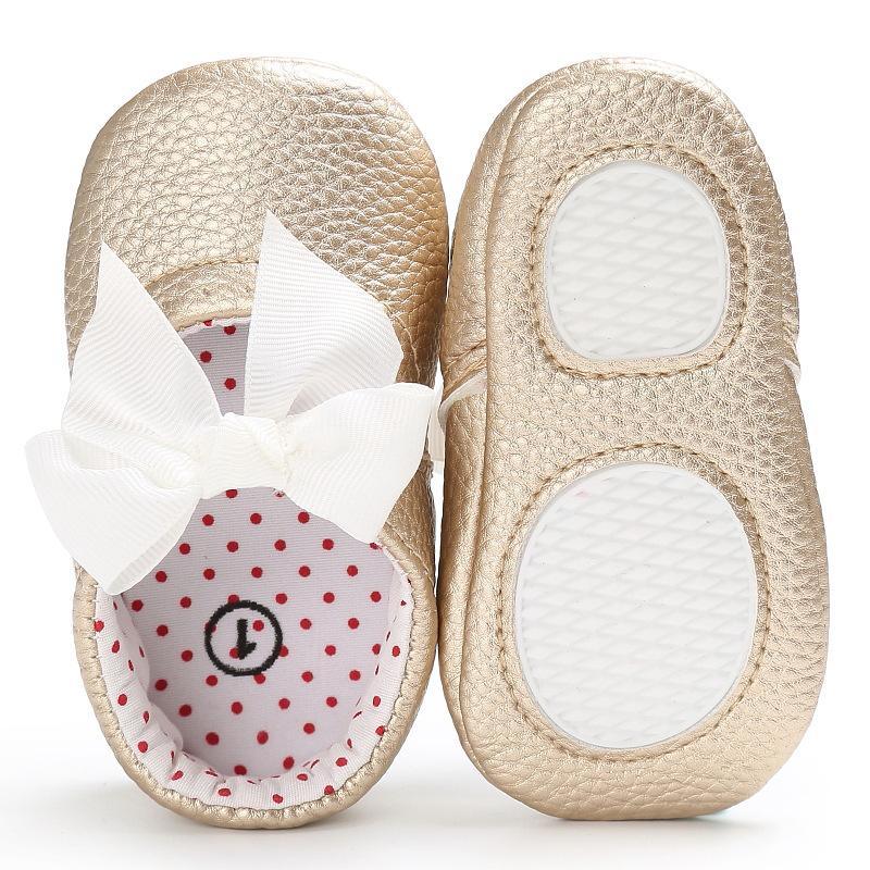 Baby Girl's Sweet Golden Bownot Decoration Prewalker Shoes Children's clothing