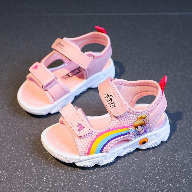 baby onesies usa Toddler Girl's Rainbow Girl Pattern Sandals 