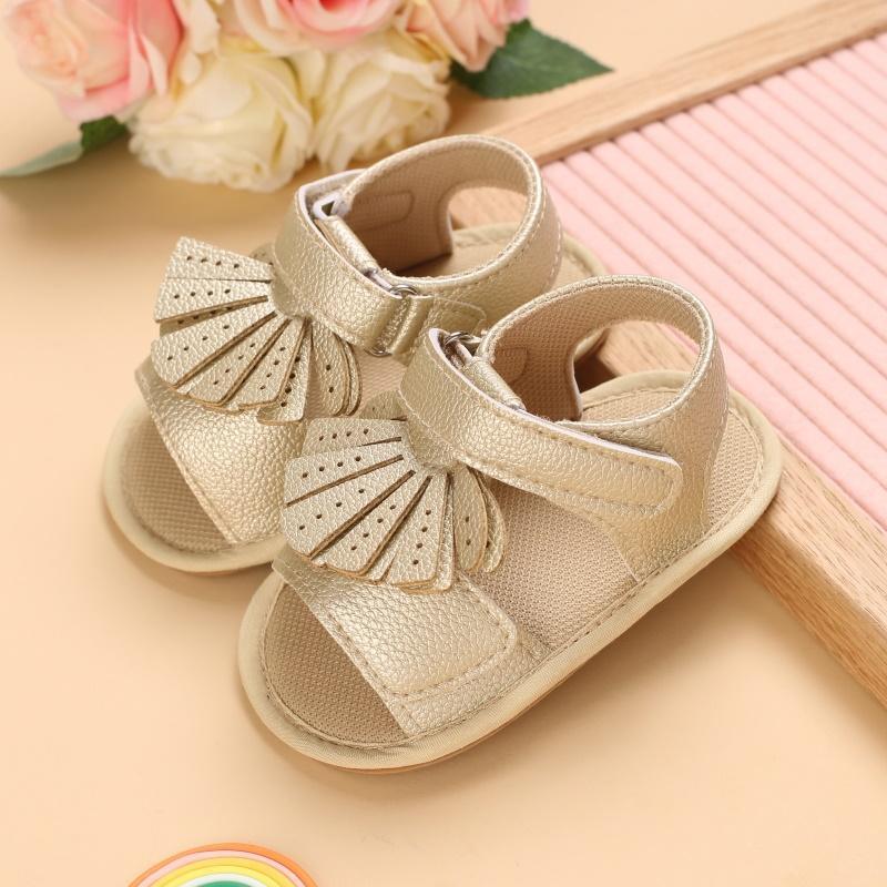 Baby Girl Solid Color Tassel Decor Velcro Strap Sandals