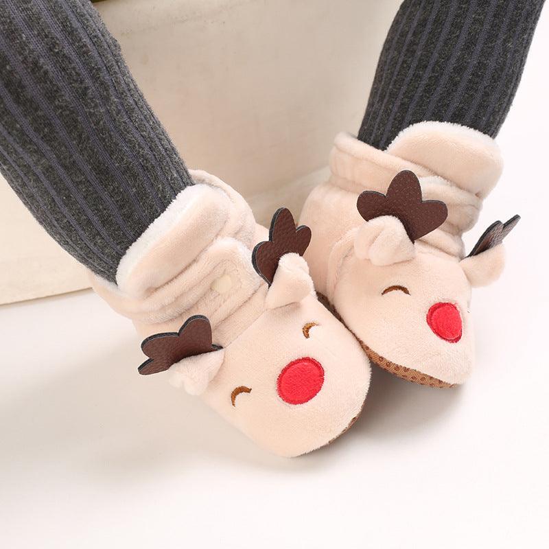 Baby Boys Girls Autumn Winter Cute Cartoon Animal Soft Soled Warm Walking Shoes
