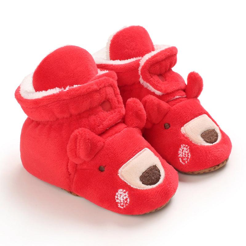 Baby Boys Girls Autumn Winter Cute Cartoon Animal Soft Soled Warm Walking Shoes