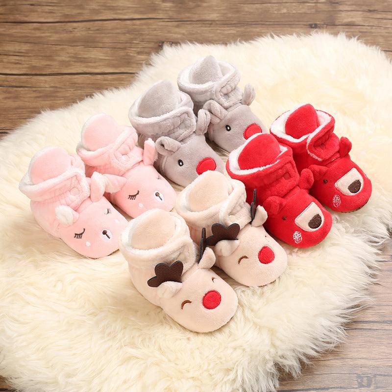 Baby Boys Girls Autumn Winter Cute Cartoon Animal Soft Soled Warm Walking Shoes