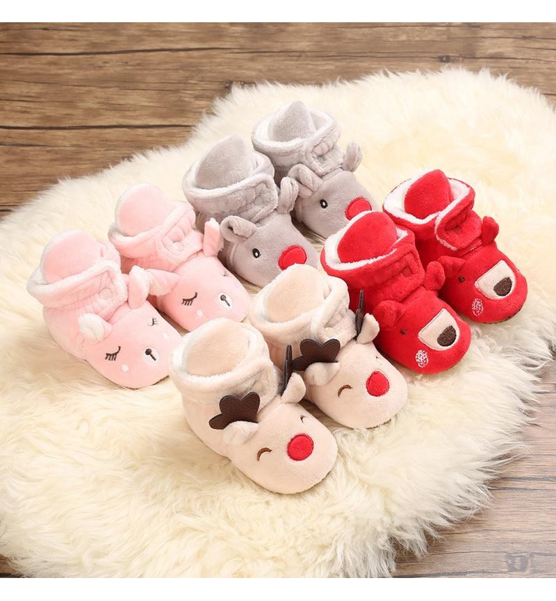 Baby Boys Girls Autumn Winter Cute Cartoon Animal Soft Soled Warm Walking Shoes