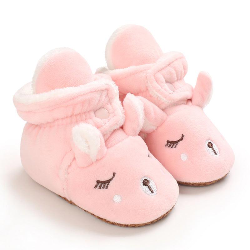 Baby Boys Girls Autumn Winter Cute Cartoon Animal Soft Soled Warm Walking Shoes