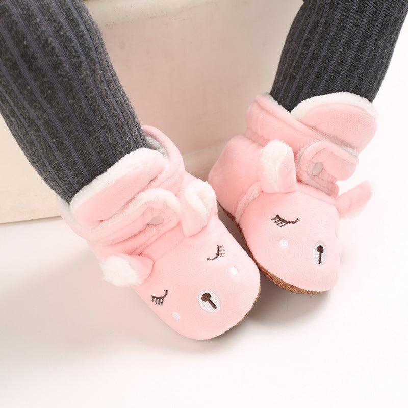 Baby Boys Girls Autumn Winter Cute Cartoon Animal Soft Soled Warm Walking Shoes