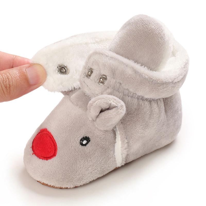Baby Boys Girls Autumn Winter Cute Cartoon Animal Soft Soled Warm Walking Shoes