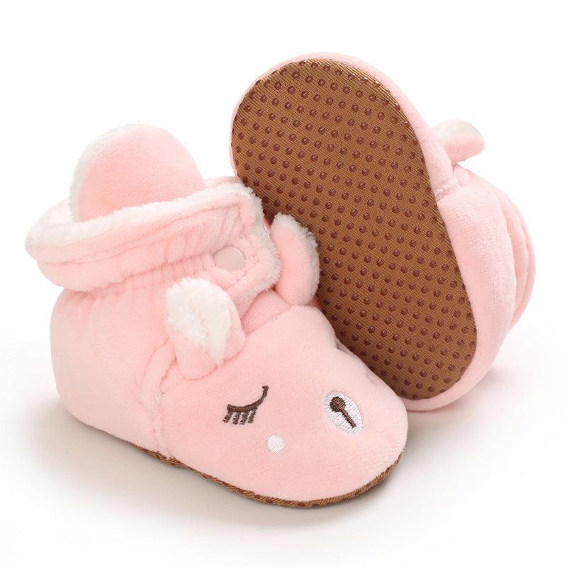 Baby Boys Girls Autumn Winter Cute Cartoon Animal Soft Soled Warm Walking Shoes