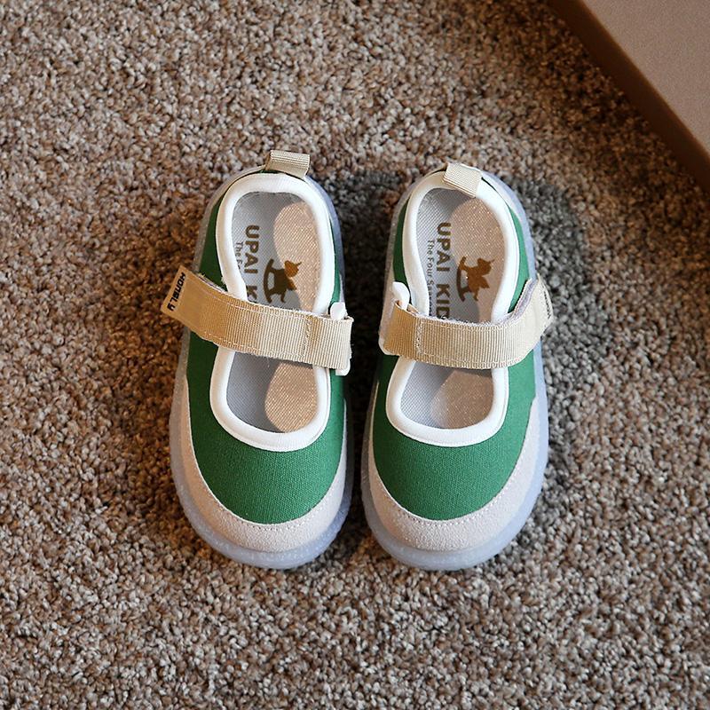 kids boutique Solid color Velcro Canvas Shoes 