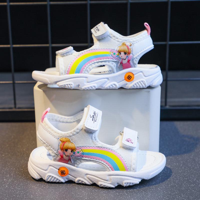 baby onesies usa Toddler Girl's Rainbow Girl Pattern Sandals 