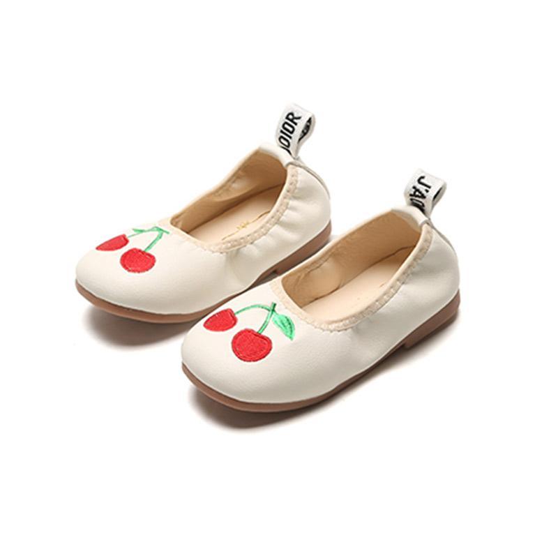 Cherry Pattern Leather Shoes for Toddler Girl