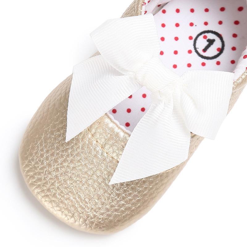 Baby Girl's Sweet Golden Bownot Decoration Prewalker Shoes Children's clothing