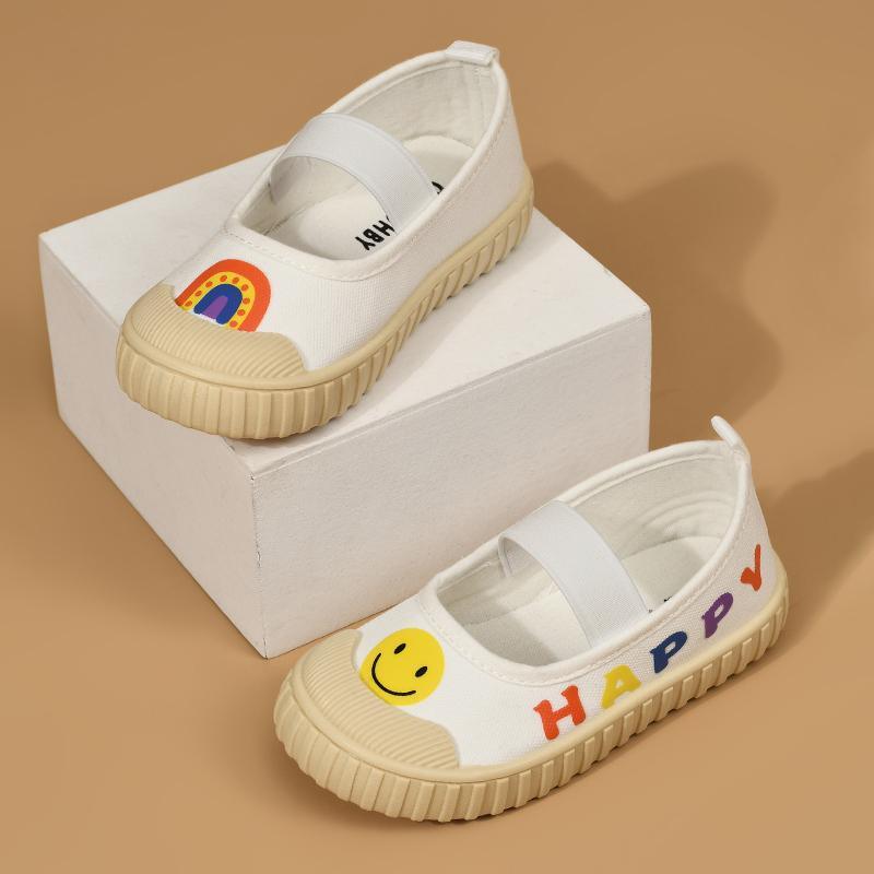 girls dresses toddle girl smiling letter printing Velcro Canvas Shoes 