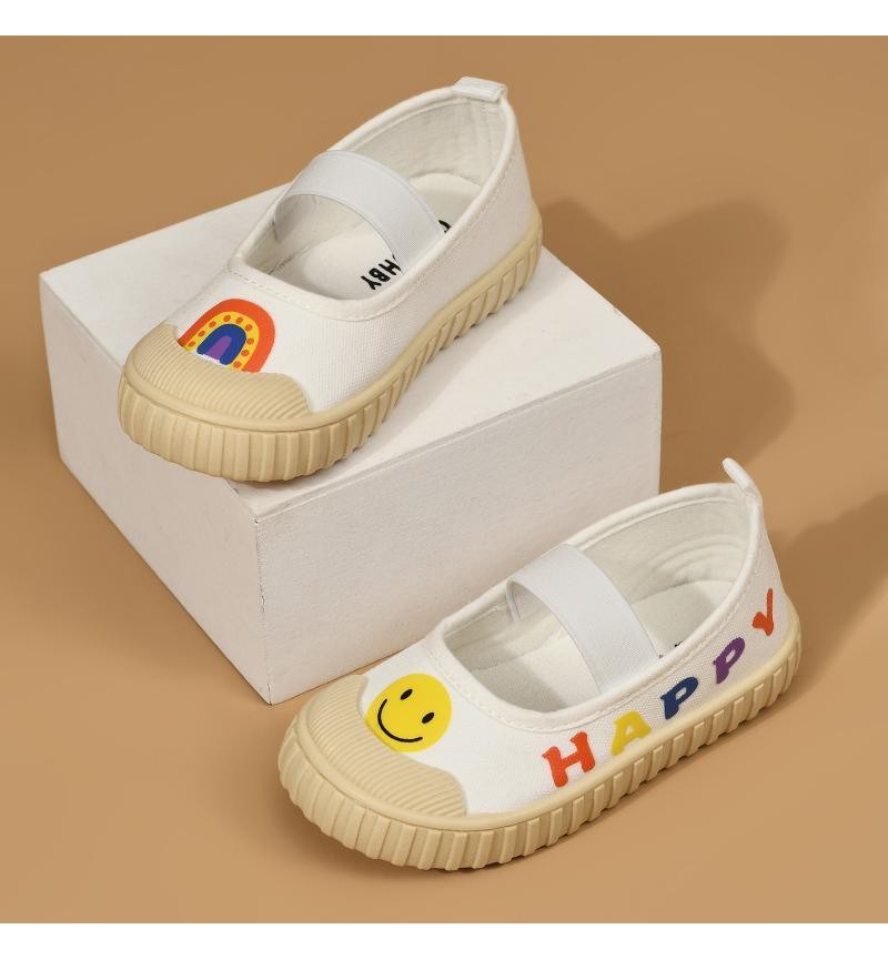 girls dresses toddle girl smiling letter printing Velcro Canvas Shoes 