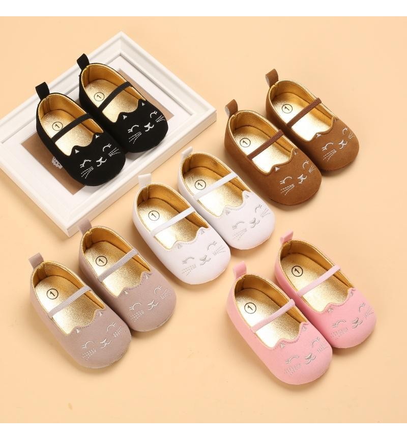Baby Girl Cartoon Cat Pattern Elastic Band Shoes