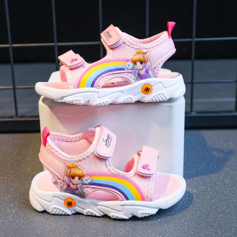 baby onesies usa Toddler Girl's Rainbow Girl Pattern Sandals 