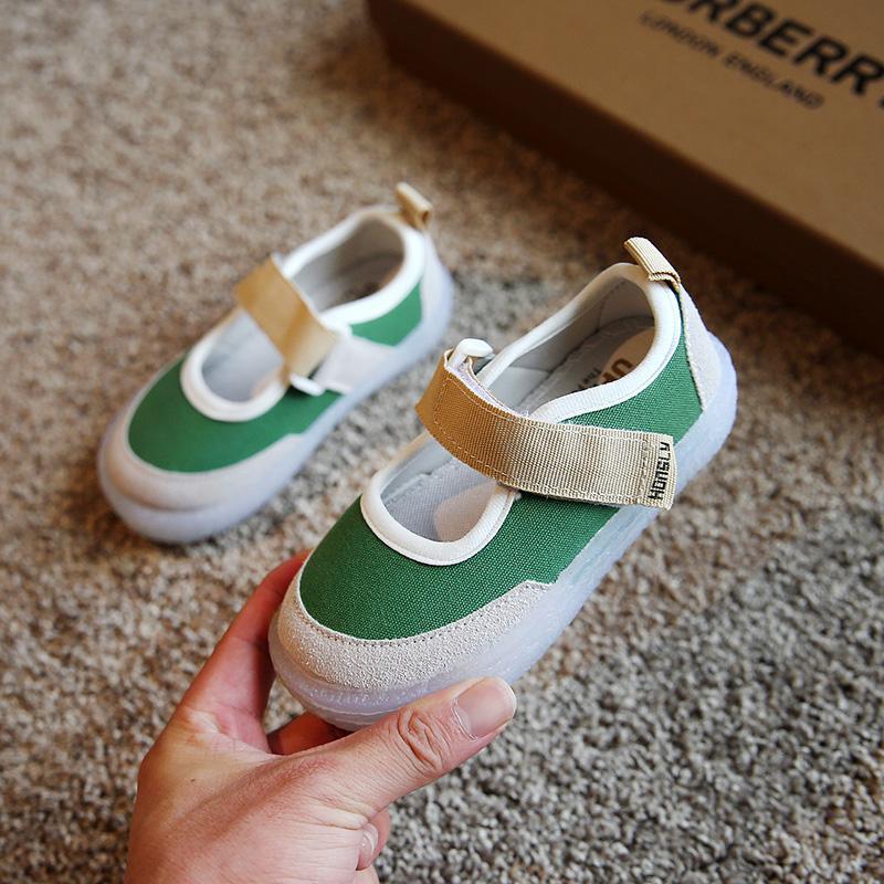 kids boutique Solid color Velcro Canvas Shoes 