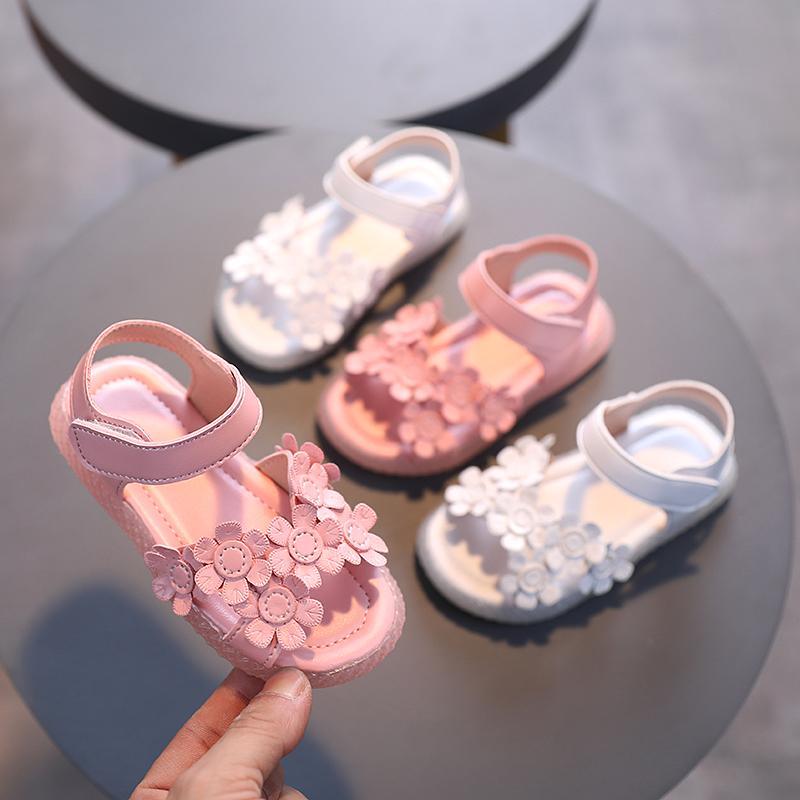 kids designer clothes Toddler Girl Solid Color 3D Flower Decor Sandals 