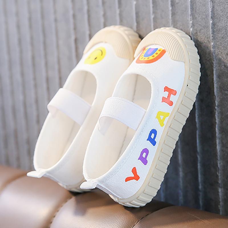 girls dresses toddle girl smiling letter printing Velcro Canvas Shoes 