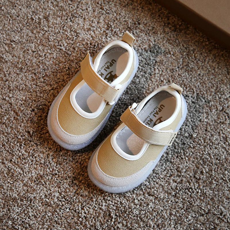 kids boutique Solid color Velcro Canvas Shoes 