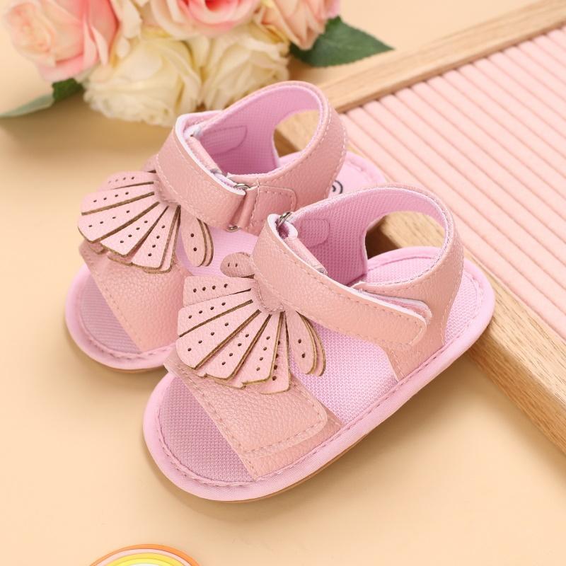 Baby Girl Solid Color Tassel Decor Velcro Strap Sandals