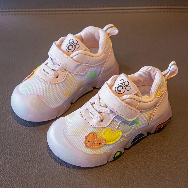 childrens clothing online Toddler Girl Heart-shape Print Velcro Sport Shoes 