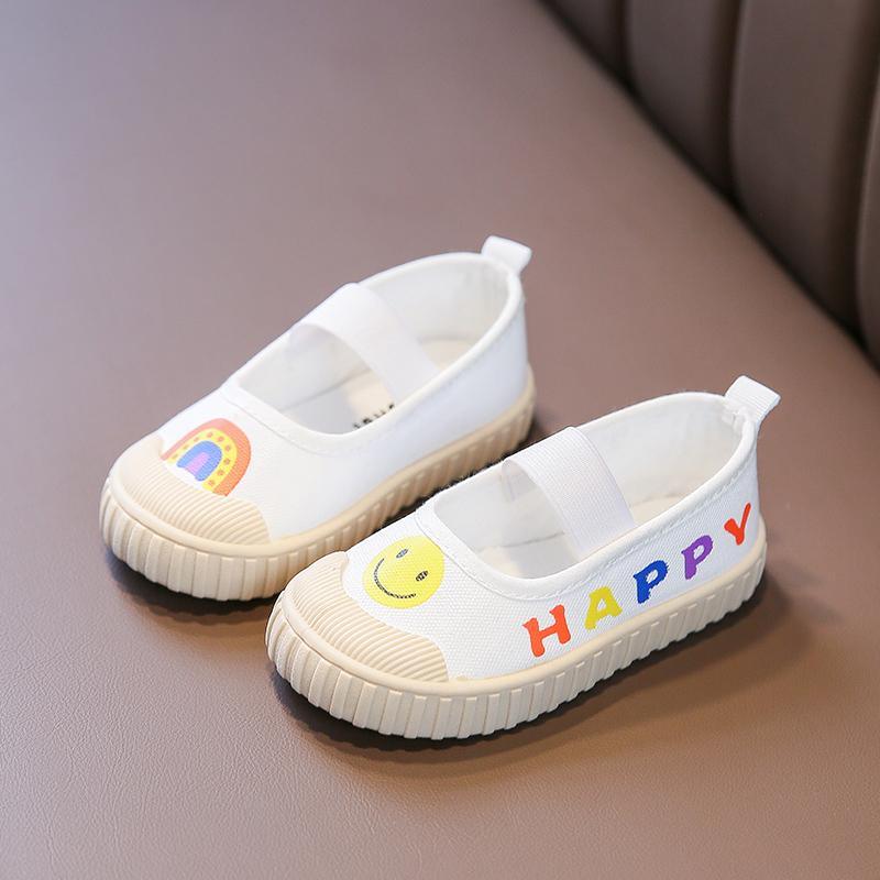 girls dresses toddle girl smiling letter printing Velcro Canvas Shoes 