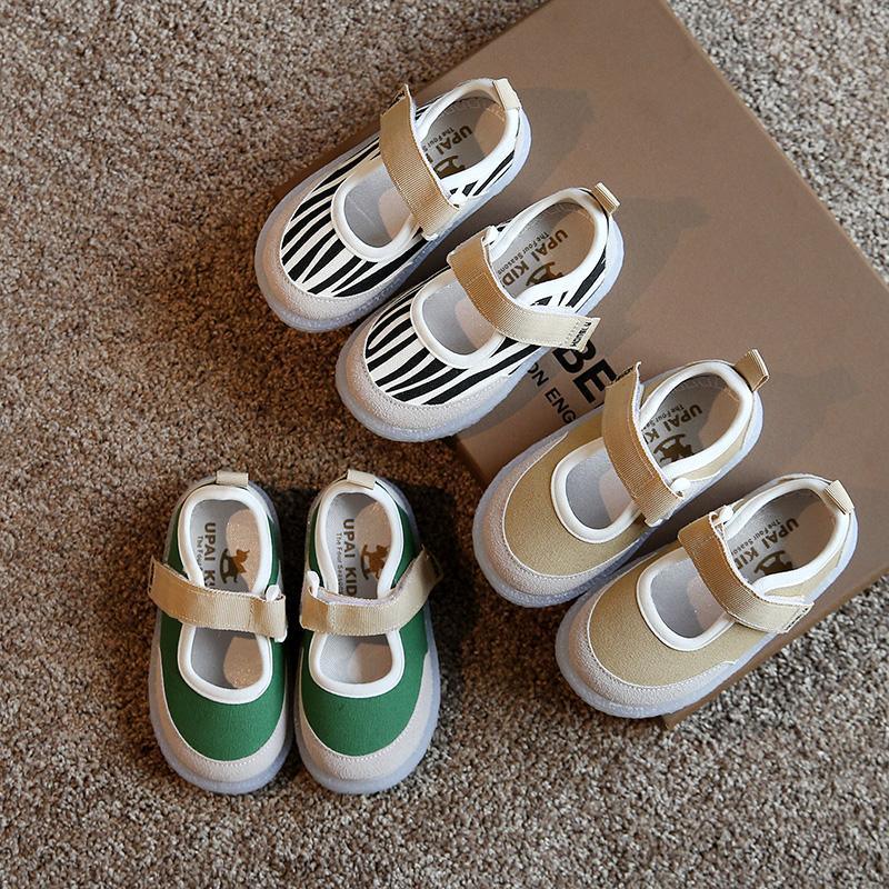 kids boutique Solid color Velcro Canvas Shoes 