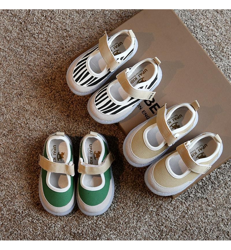kids boutique Solid color Velcro Canvas Shoes 
