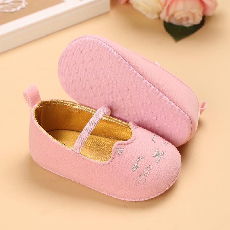Baby Girl Cartoon Cat Pattern Elastic Band Shoes