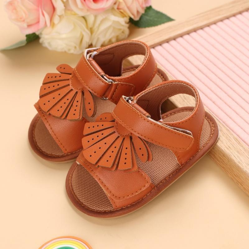 Baby Girl Solid Color Tassel Decor Velcro Strap Sandals