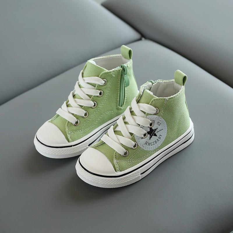 children's loungewear toddle girl Side zipper High top canvas shoes 