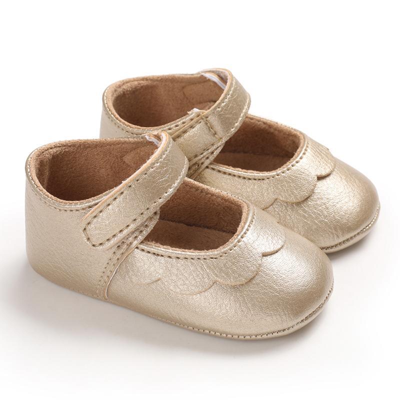 Solid Velcro Design Children Shoes for Baby Girl