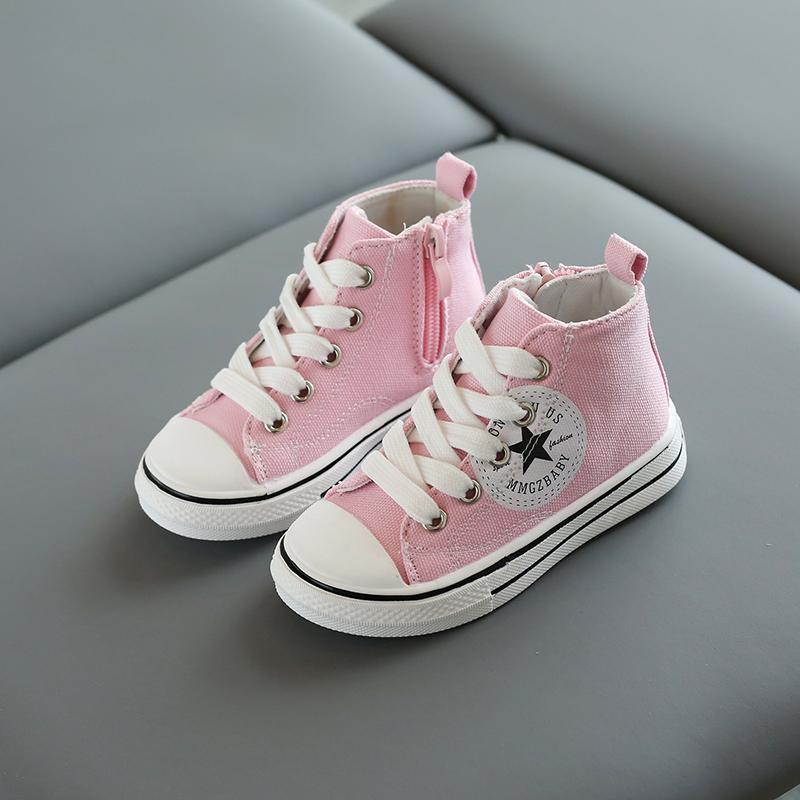 children's loungewear toddle girl Side zipper High top canvas shoes 