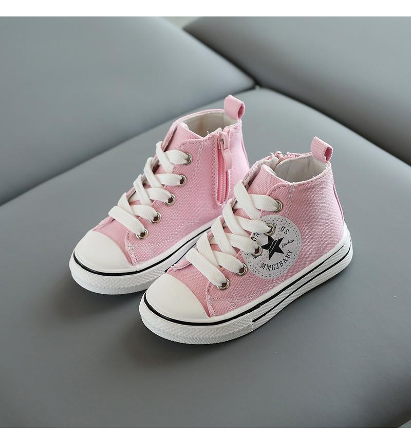 children's loungewear toddle girl Side zipper High top canvas shoes 