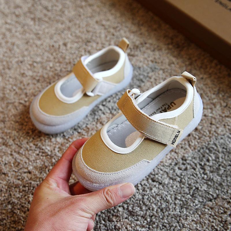 kids boutique Solid color Velcro Canvas Shoes 