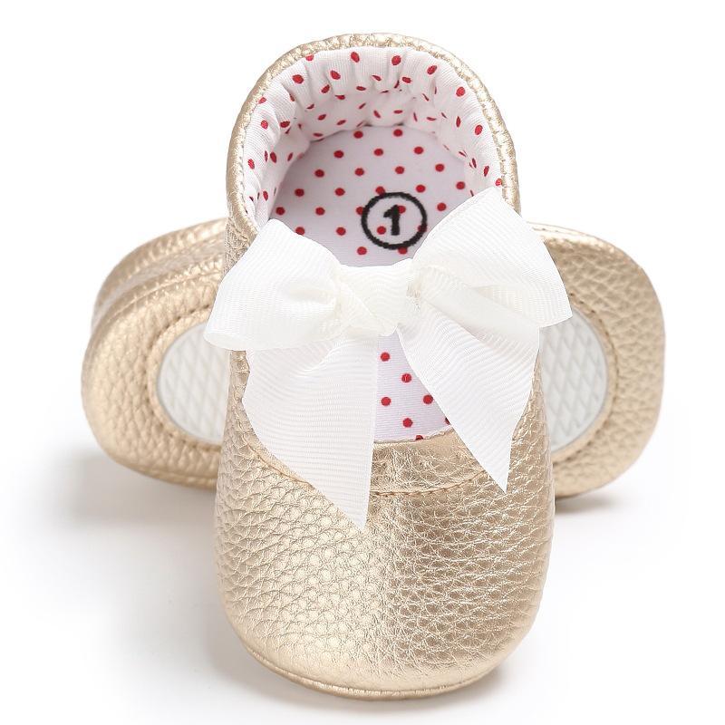 Baby Girl's Sweet Golden Bownot Decoration Prewalker Shoes Children's clothing