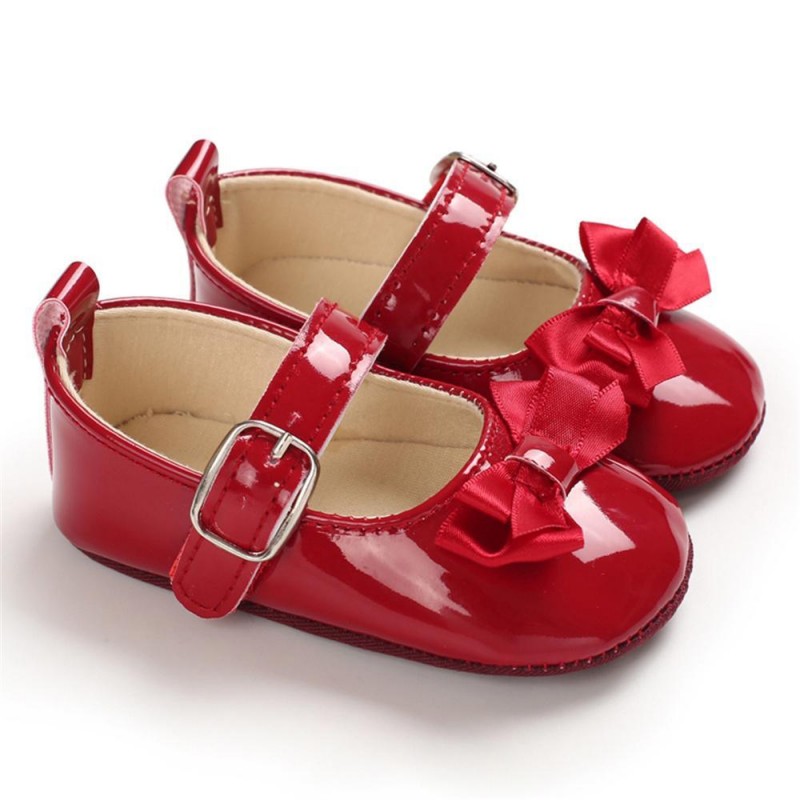 Baby Girls Adjustable Buckle Solid Color Bow Sandals Girls Shoes 