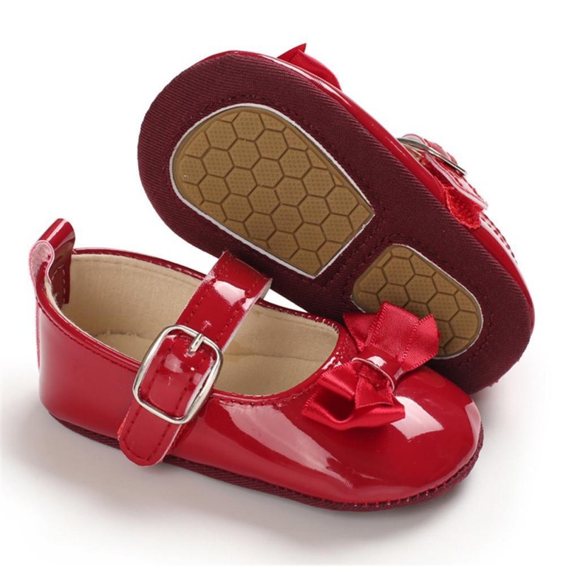 Baby Girls Adjustable Buckle Solid Color Bow Sandals Girls Shoes 