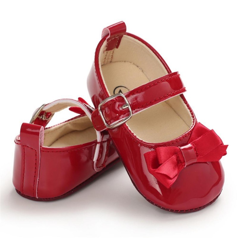 Baby Girls Adjustable Buckle Solid Color Bow Sandals Girls Shoes 