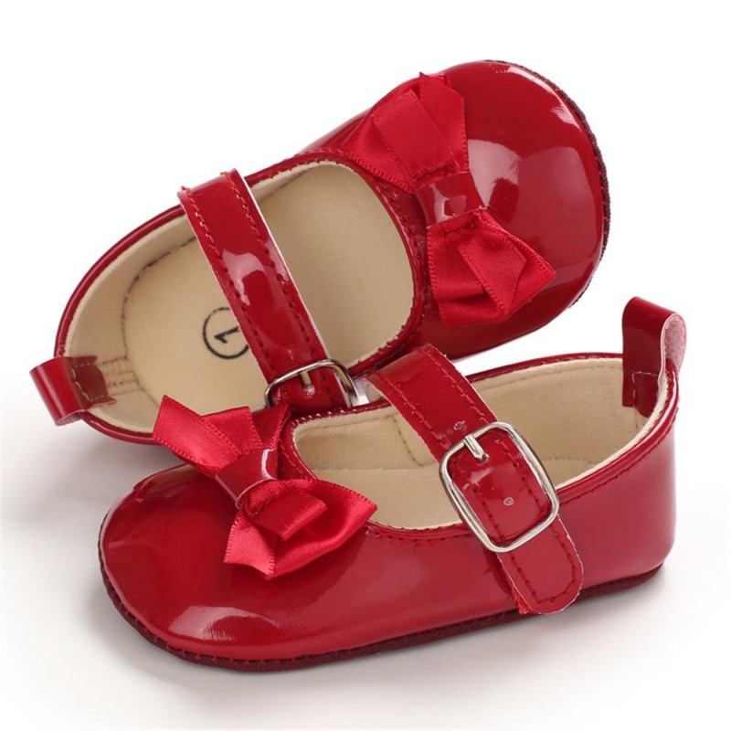 Baby Girls Adjustable Buckle Solid Color Bow Sandals Girls Shoes 