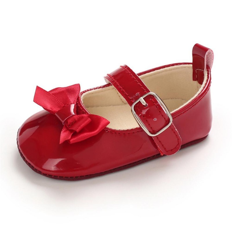 Baby Girls Adjustable Buckle Solid Color Bow Sandals Girls Shoes 