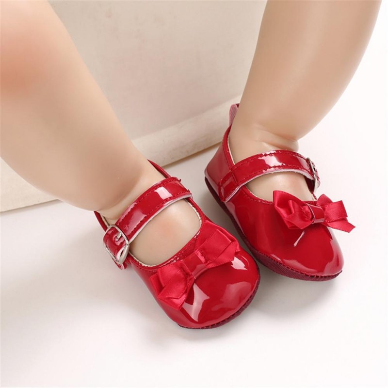Baby Girls Adjustable Buckle Solid Color Bow Sandals Girls Shoes 