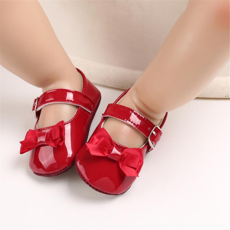 Baby Girls Adjustable Buckle Solid Color Bow Sandals Girls Shoes 