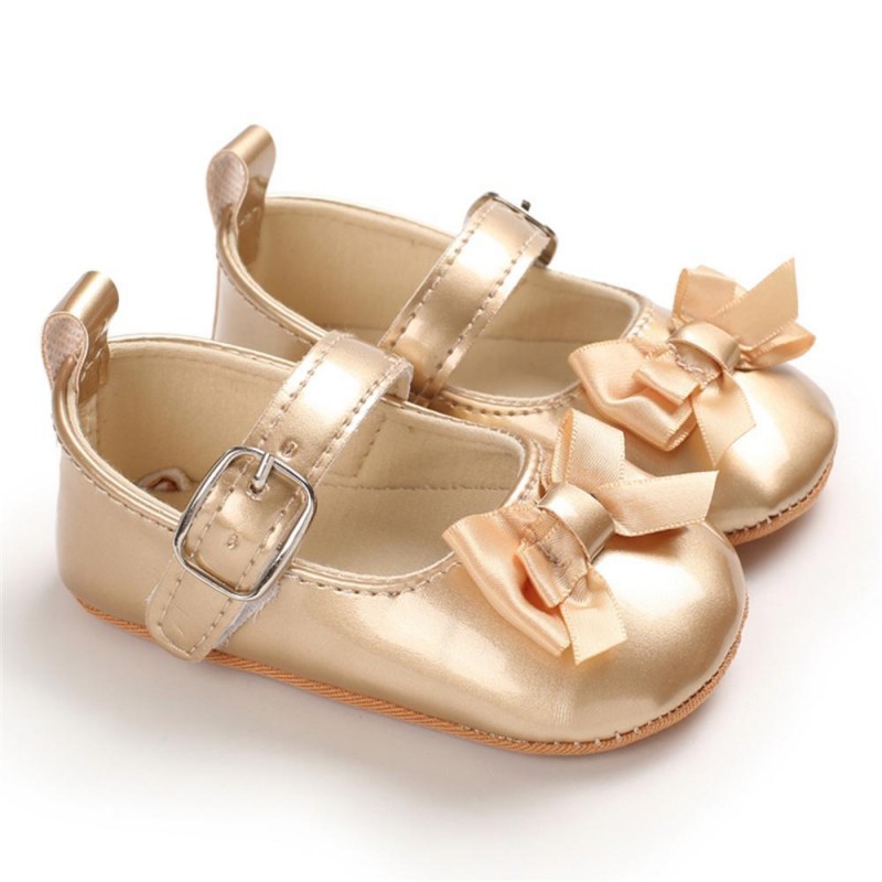 Baby Girls Adjustable Buckle Solid Color Bow Sandals Girls Shoes 