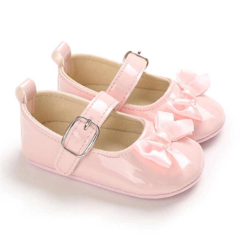 Baby Girls Adjustable Buckle Solid Color Bow Sandals Girls Shoes 