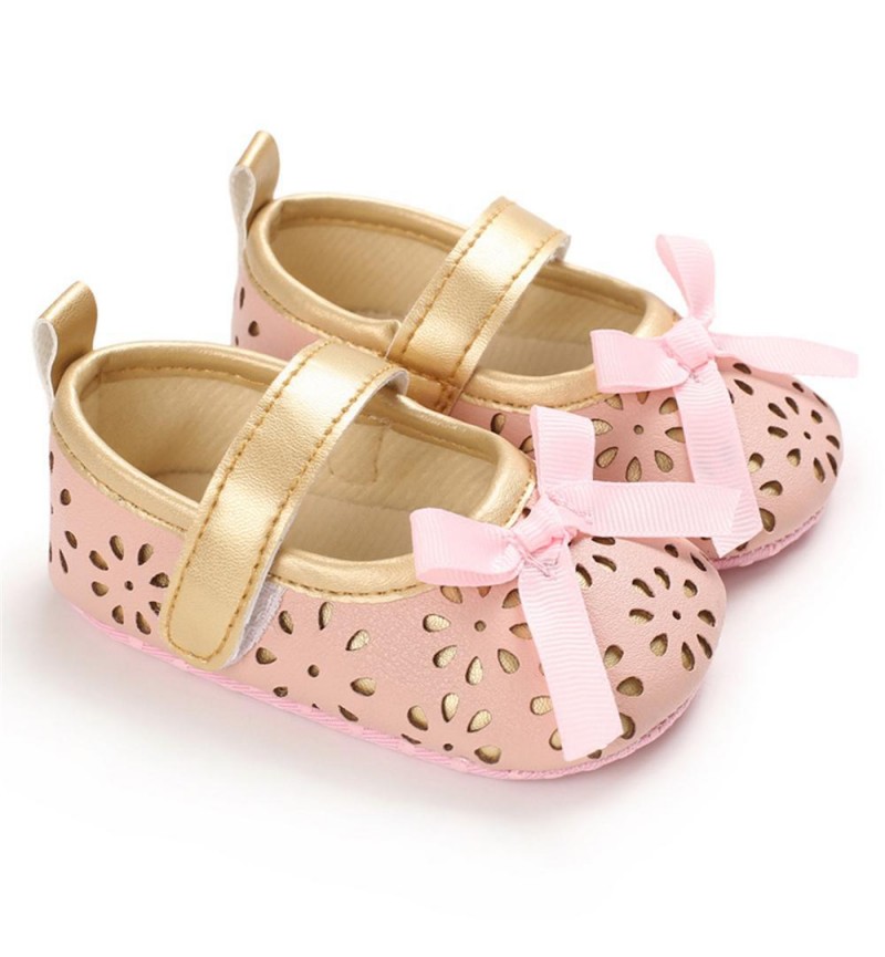 Baby Girls Bow Decor Magic Tape Princess Shoes Kids Shoes