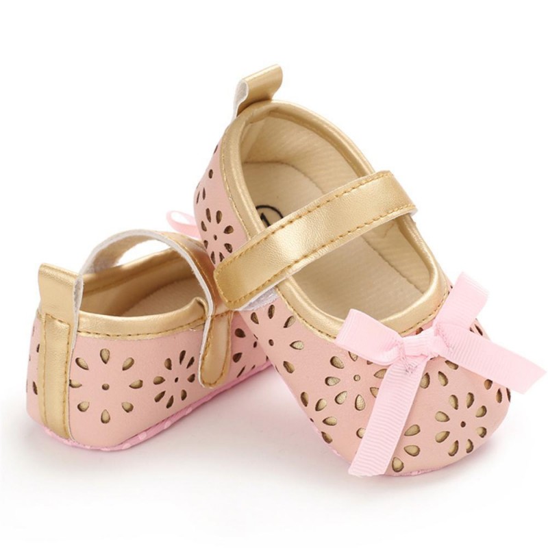 Baby Girls Bow Decor Magic Tape Princess Shoes Kids Shoes