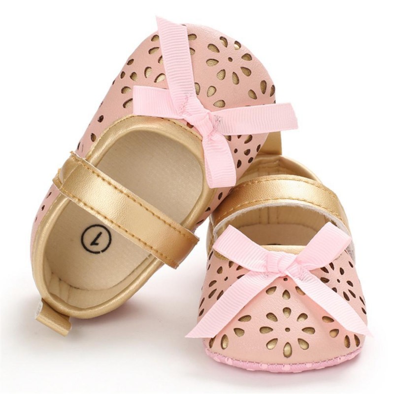 Baby Girls Bow Decor Magic Tape Princess Shoes Kids Shoes