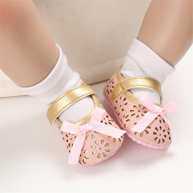 Baby Girls Bow Decor Magic Tape Princess Shoes Kids Shoes