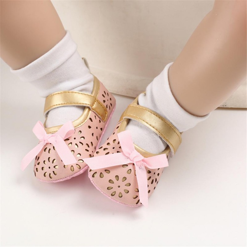 Baby Girls Bow Decor Magic Tape Princess Shoes Kids Shoes
